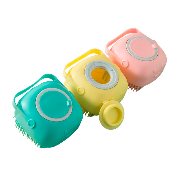 Escova Pente Silicone Dispensador de Shampoo para Cães
