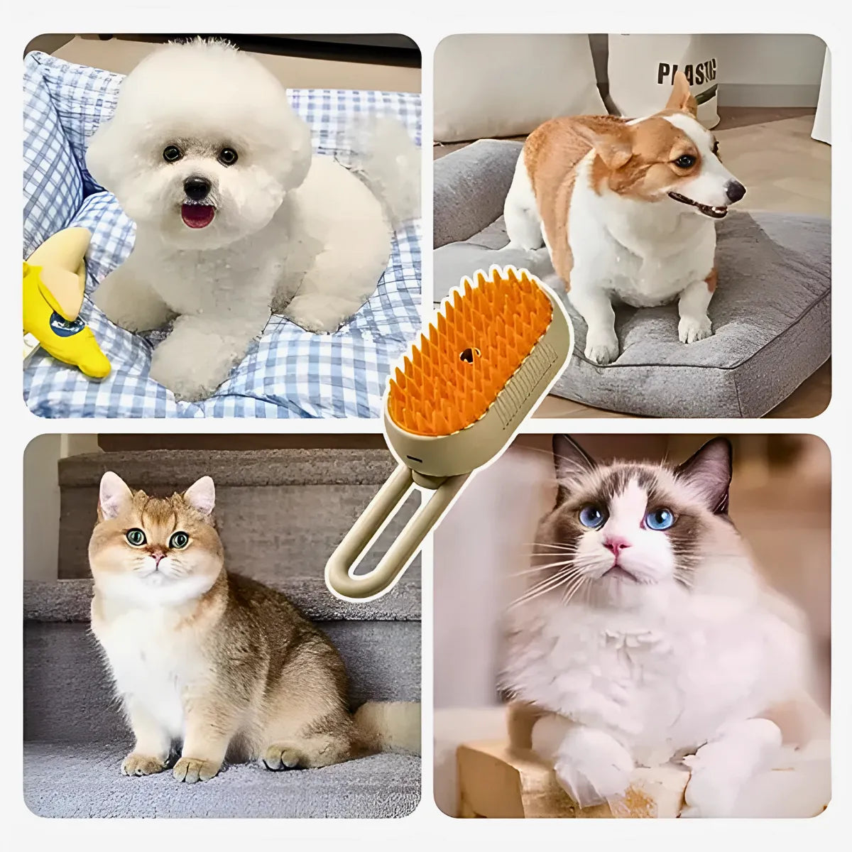 PetClean 3 em 1 – Escova Inteligente a Vapor para Pets