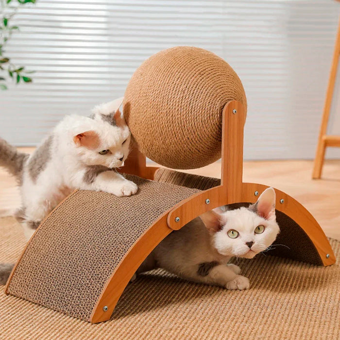Arranhador para Gatos 2 em 1 - Com Base e Bola Giratória